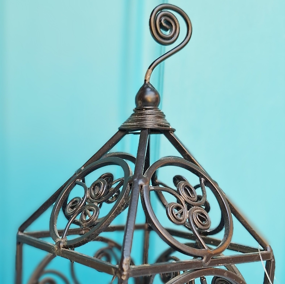Metal Lantern for Candle Wrought Iron Medieval Gothic Baroque Ornate Scrollwork - Picture 5 of 17